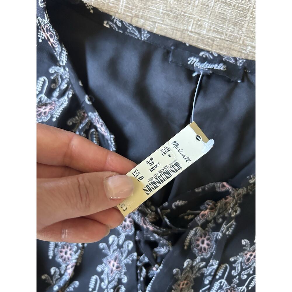 Madewell Floral Lace Up Mini Dress Womens Size 8 NWT Boho Peasant Cottagecore - Picture 11 of 14